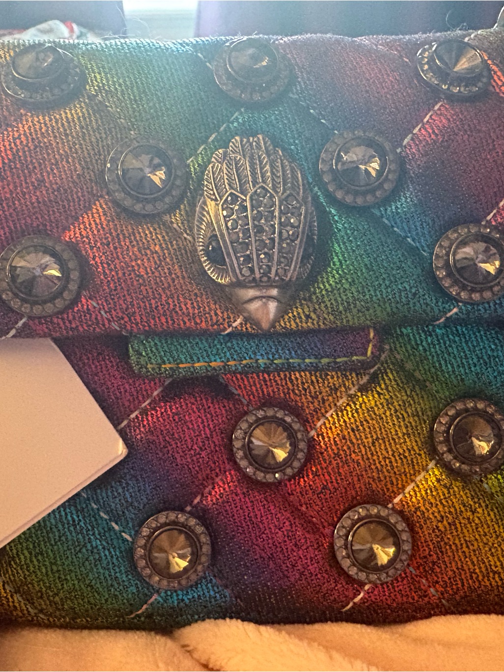 Kurt Geiger Rainbow Quilted Clutch With Studded Detail